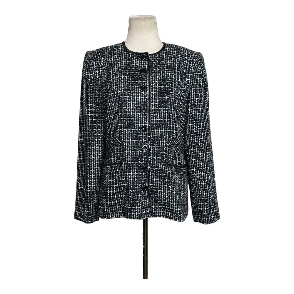 Sag Harbor black tweed sequin trim detail button blazer size 12 - Picture 7 of 10